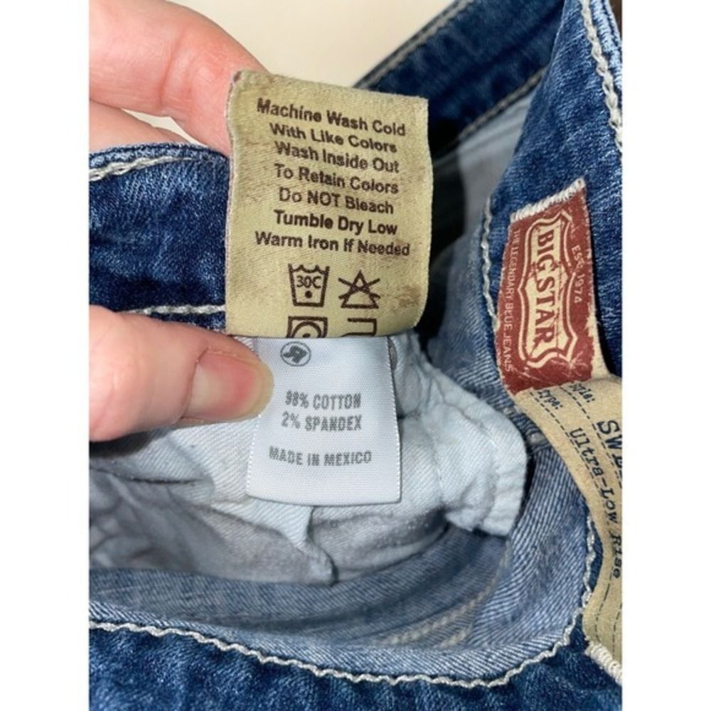 Y2K Ultra Low Rise Sweet Boot Big Star Jeans W/26R Blue 3033 LN - Picture 6 of 13